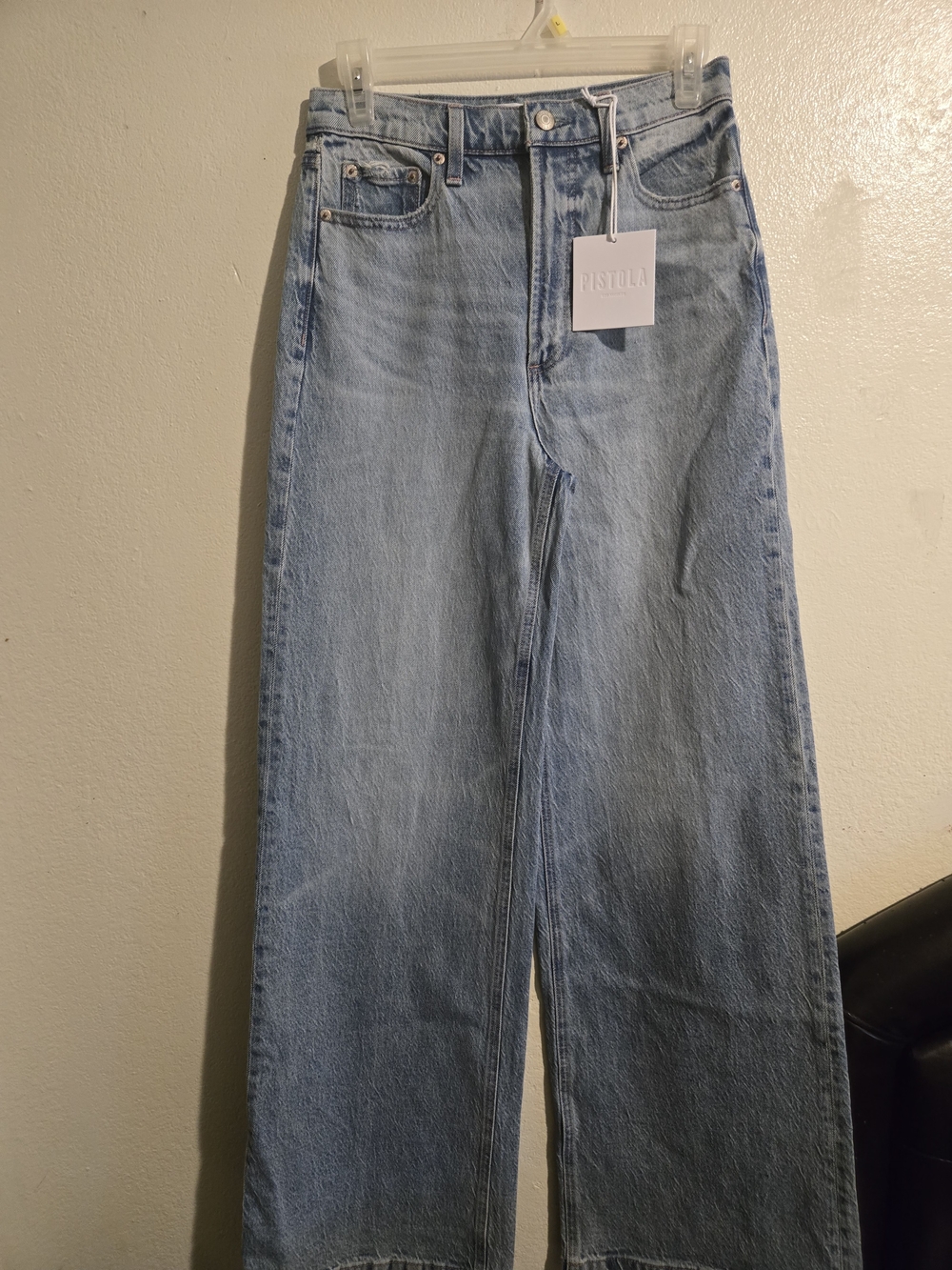 pistola Light Wash High-Rise Wide Leg Jeans